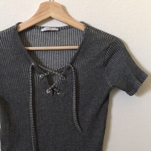 Zara Tops - { Zara } lace up front ribbed top